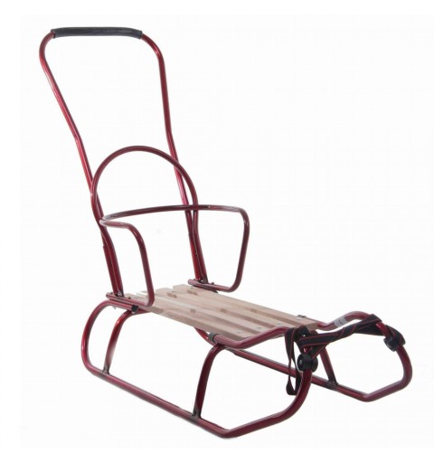 Sanki z oparciem i pchaczem Kubuś | Bordowe